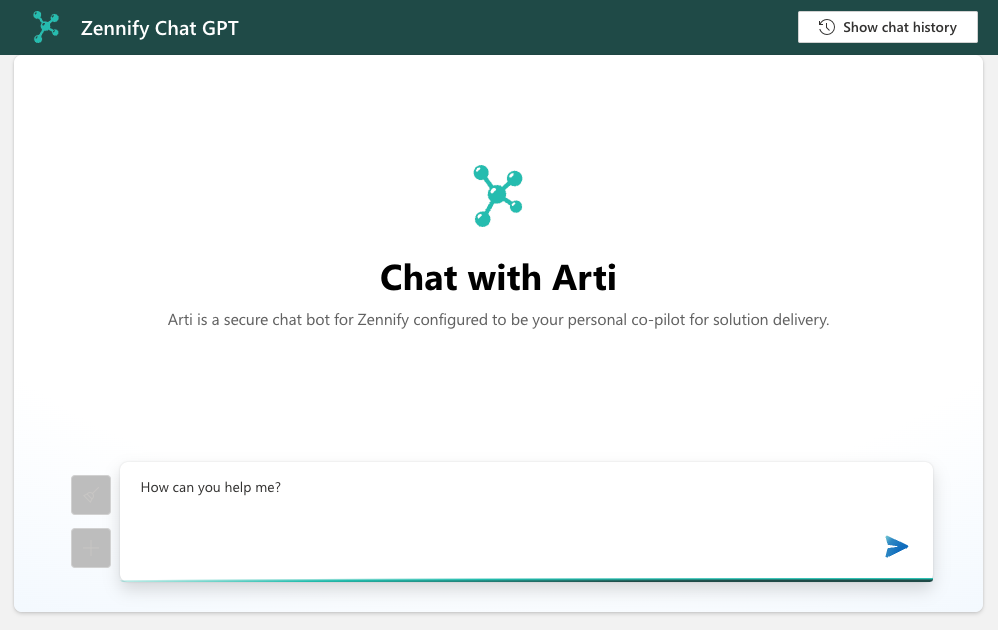 Arti: Zennify's Chat GPT interface with internally grounded data sources